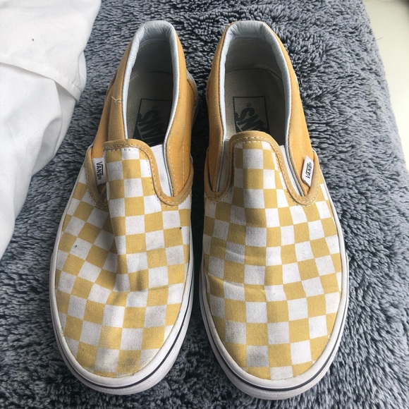 vans shoes yellow checkered